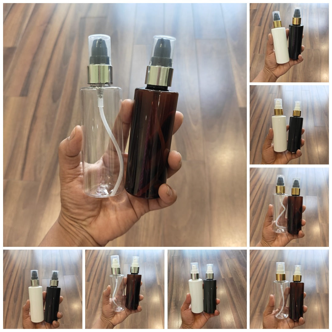 100ml Sleek PET Bottle with Gold/Silver Serum Pump