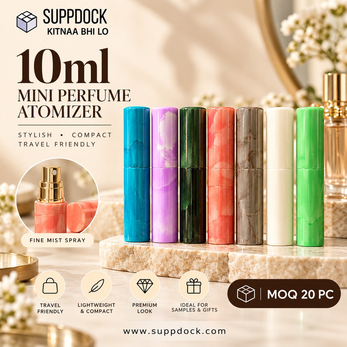 10ml Marble Finish Atomizer Perfume Spray Bottle