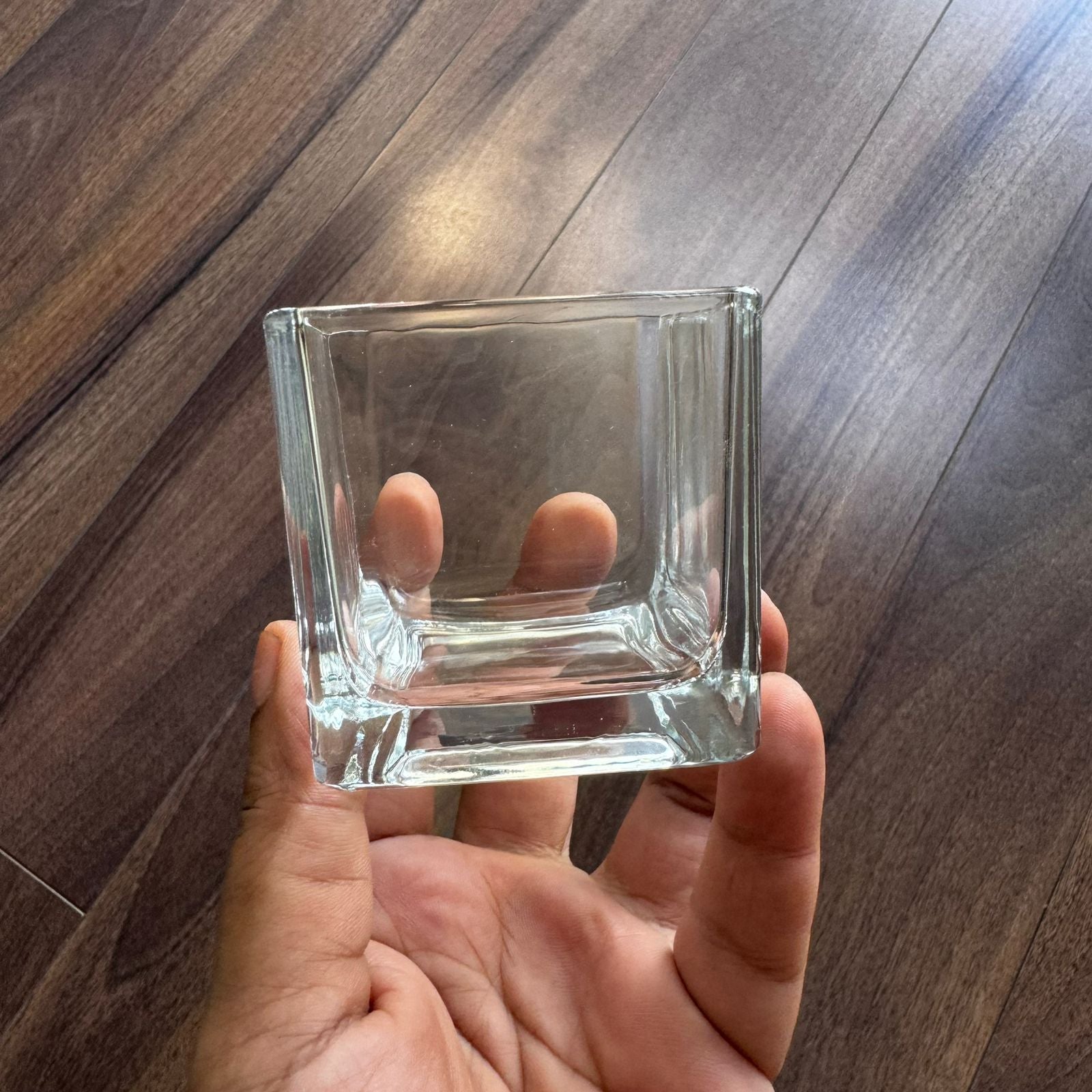 130ml Clear Glass Square Votive Candle Jar | Premium Empty Candle Container