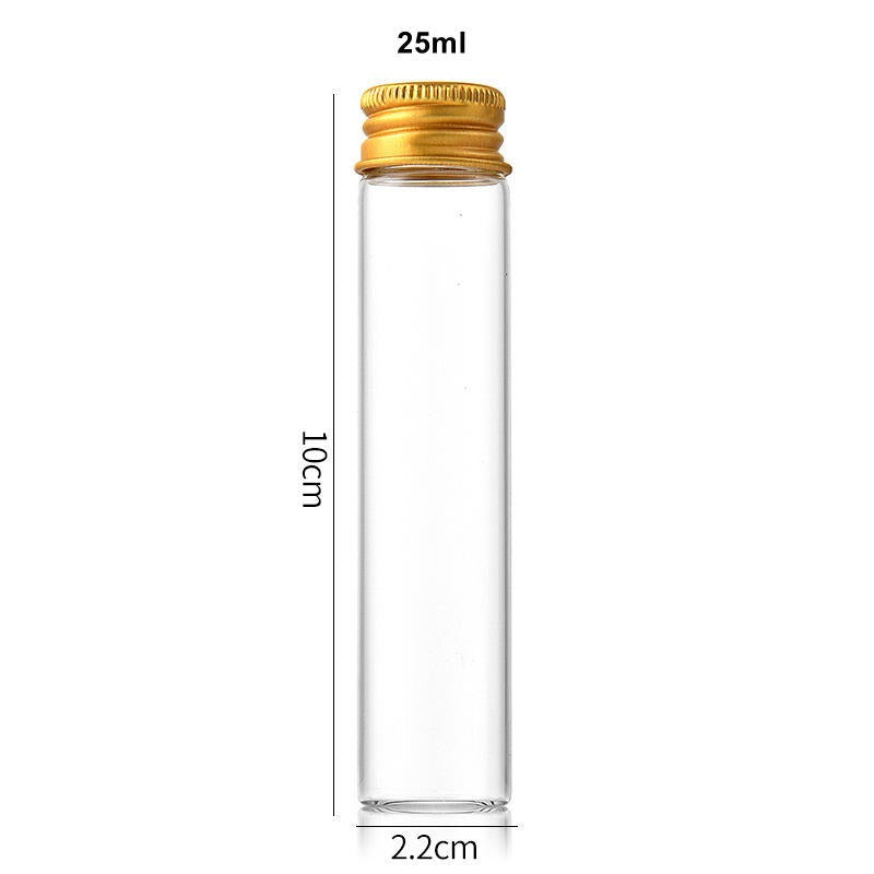25ml/30ml Clear Glass Test Tube with Metal Screw Cap | Gold & Silver | Premium Packaging