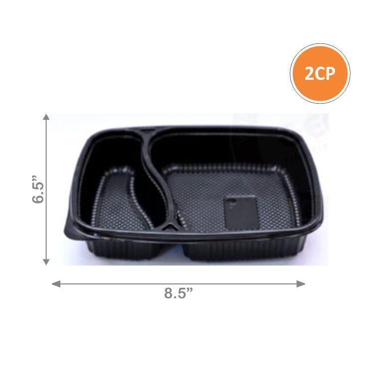 2CP Meal Tray with Lid - Black (1000ml)