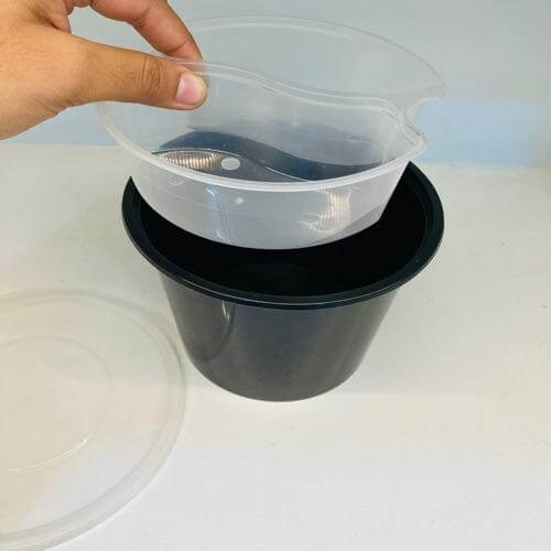 3 Compartment PP Round Plastic Container - Black (1200ml)