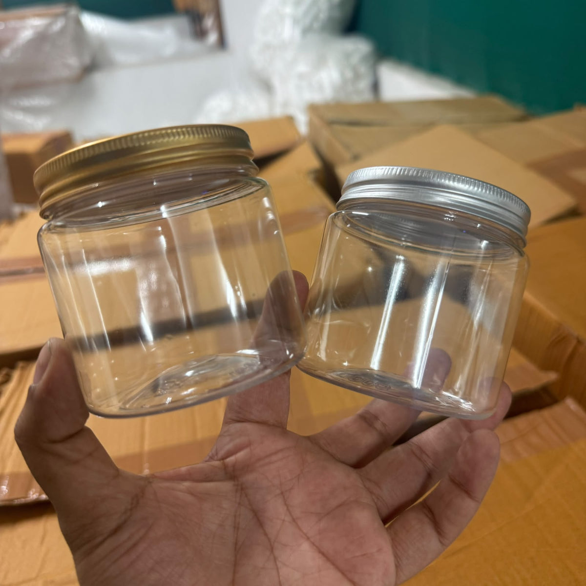 300g Clear Shot PET Jar with Aluminium Screw Cap