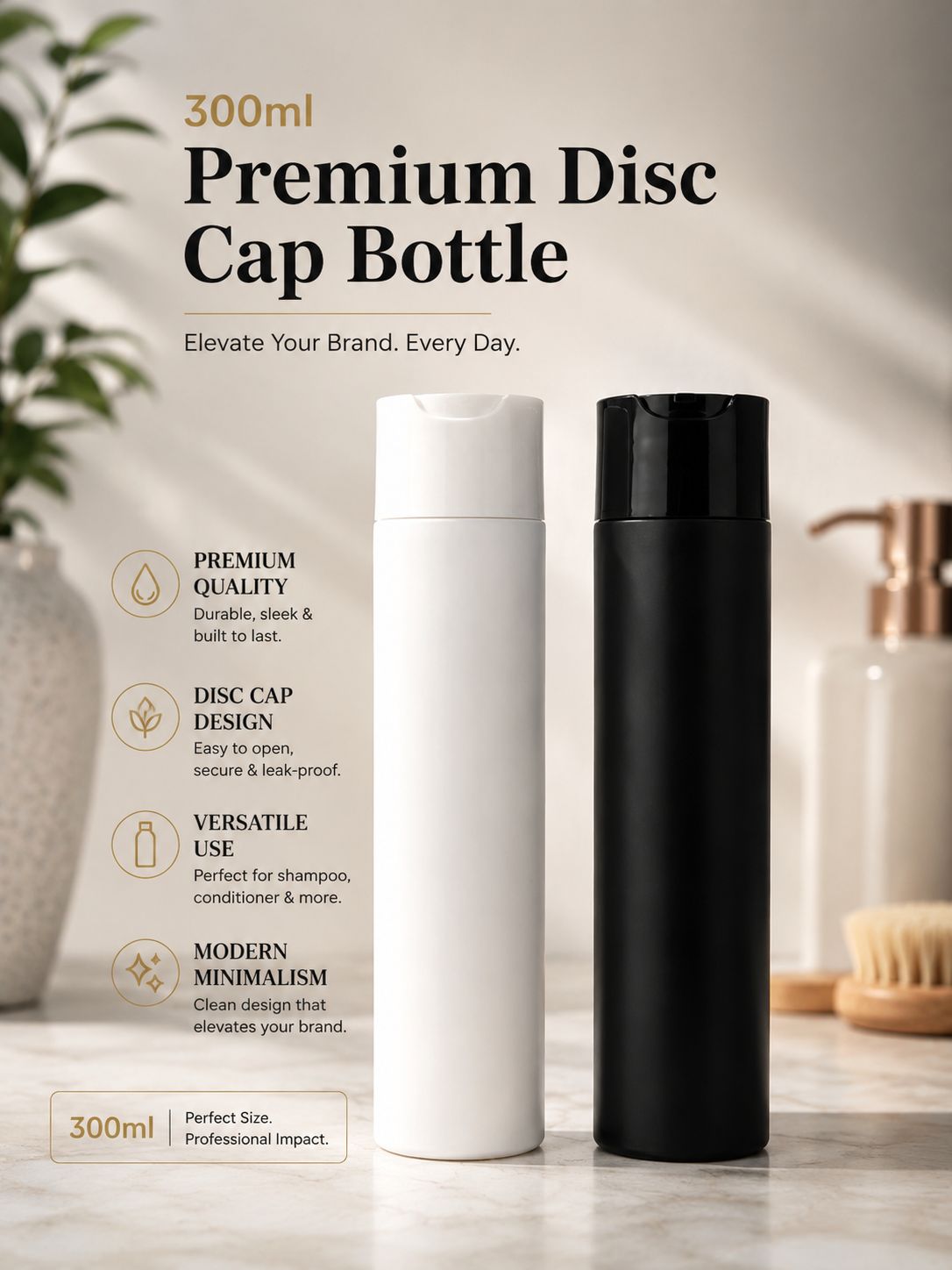 300ml HDPE Disc Cap Bottle
