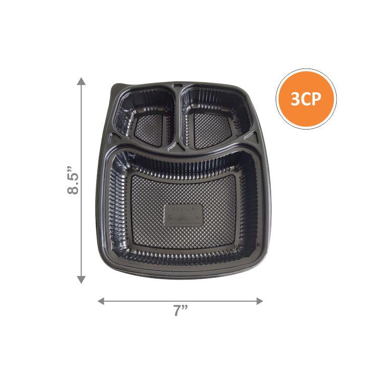 3CP Meal Tray with Lid - Black (1000ml)