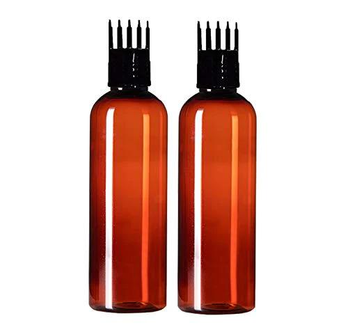 Cosmetic Boston Round Pet Bottle with Comb (Inner Plug) - Clear, Amber (50ml, 100ml, 200ml)