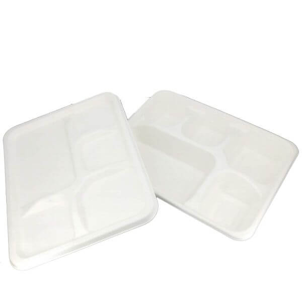 4CP Bagasse Meal Tray with Lid