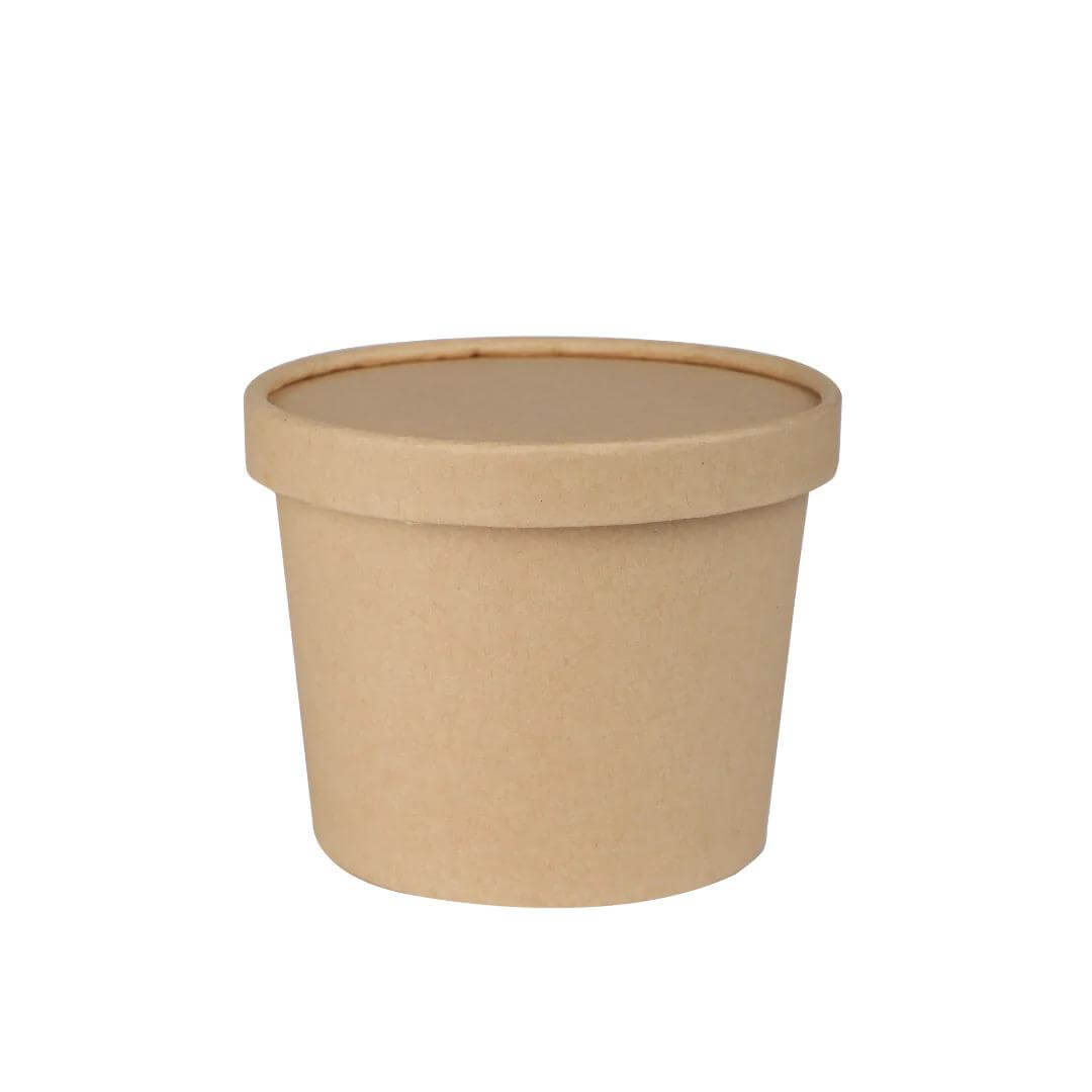 500ml Kraft Paper Tub Container with Lid - Brown