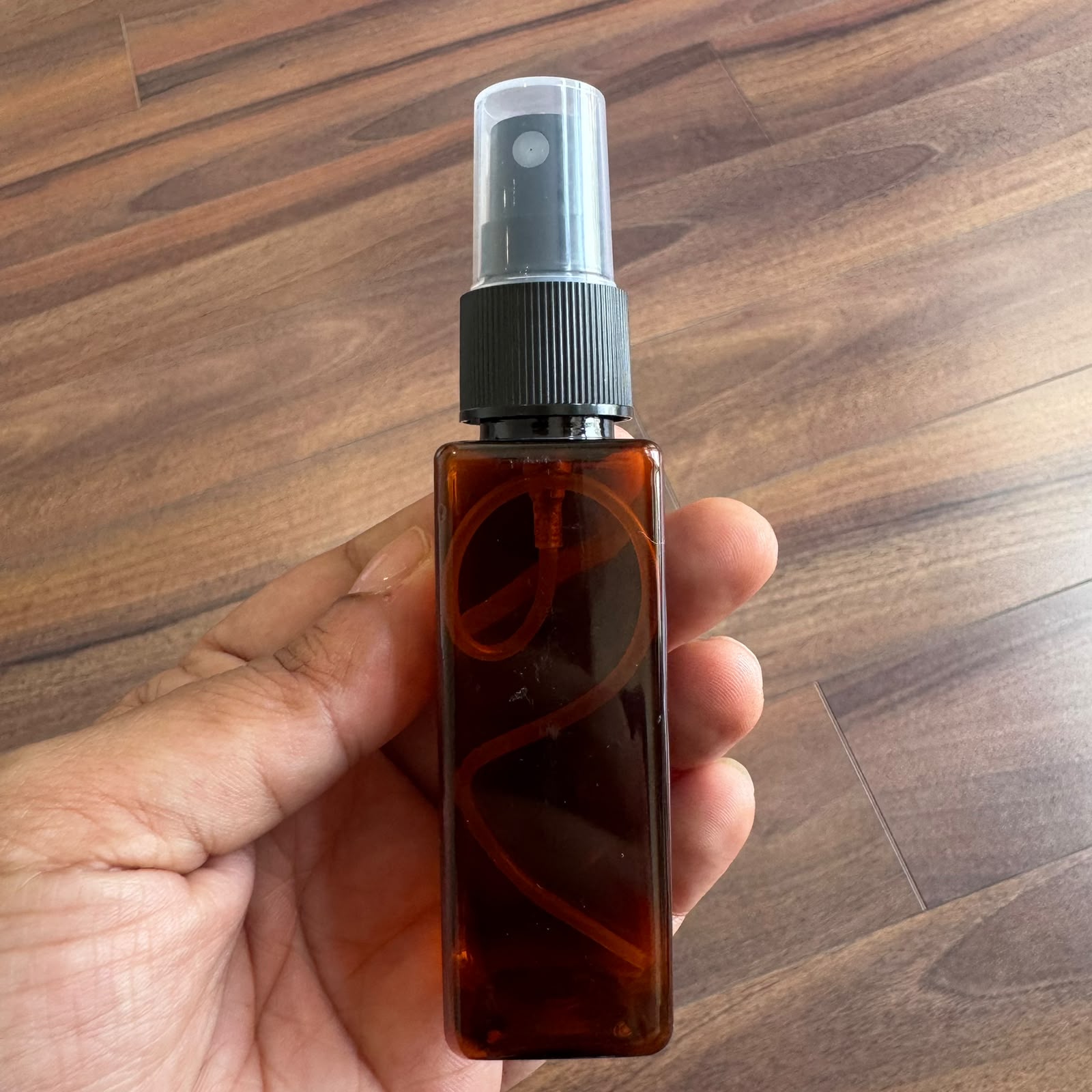 50ml Amber Square Bottle with Mist Spray Pump | Cosmetic Packaging | Black, White