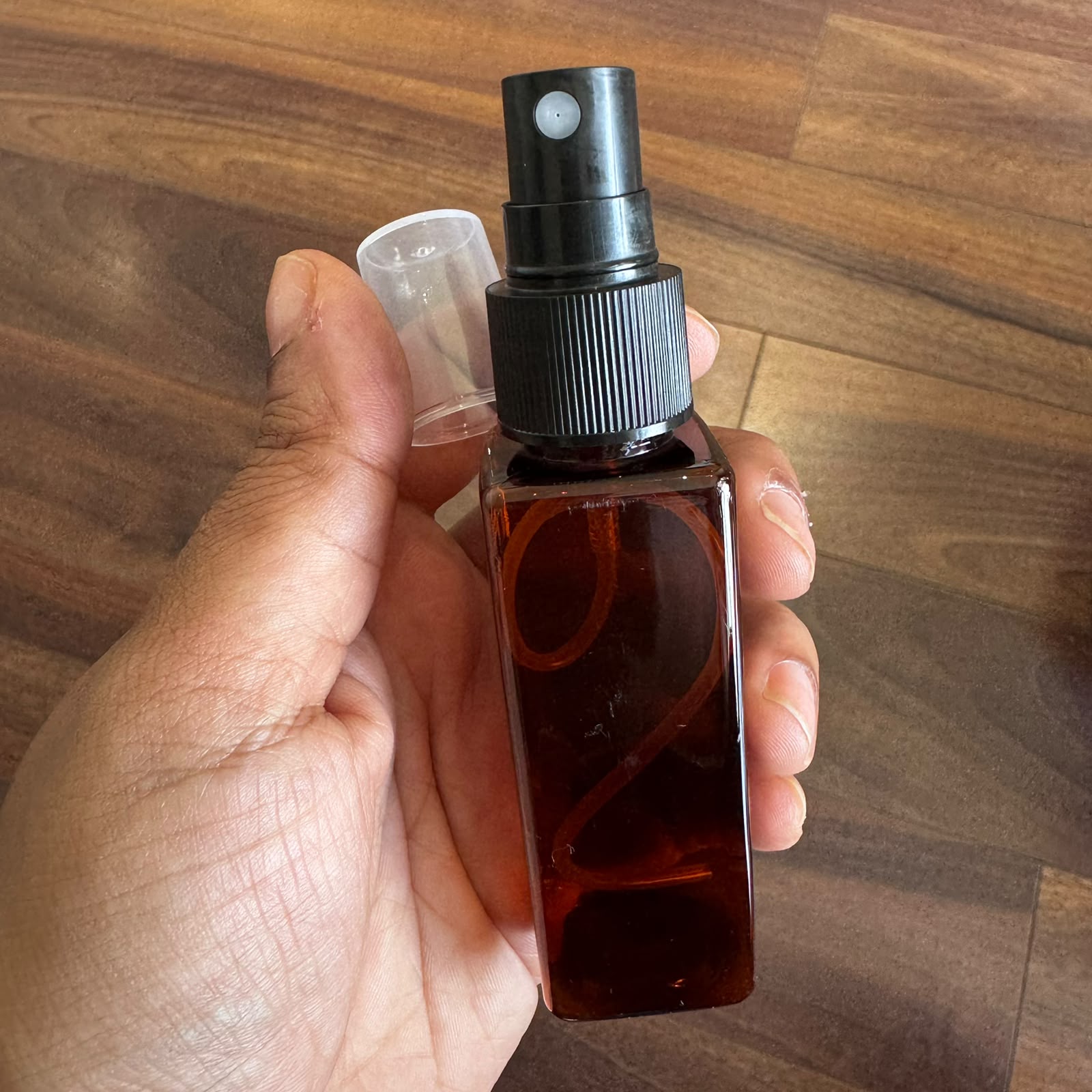 50ml Amber Square Bottle with Mist Spray Pump | Cosmetic Packaging | Black, White