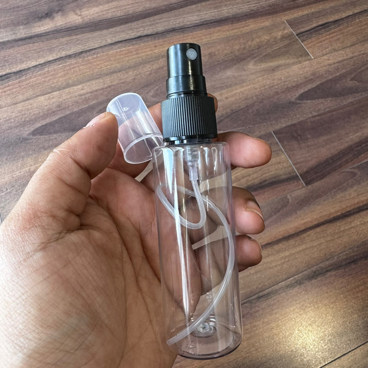 50ml Sleek Clear PET Bottle with Mist Spray Pump | Cosmetic Packaging | Black, White