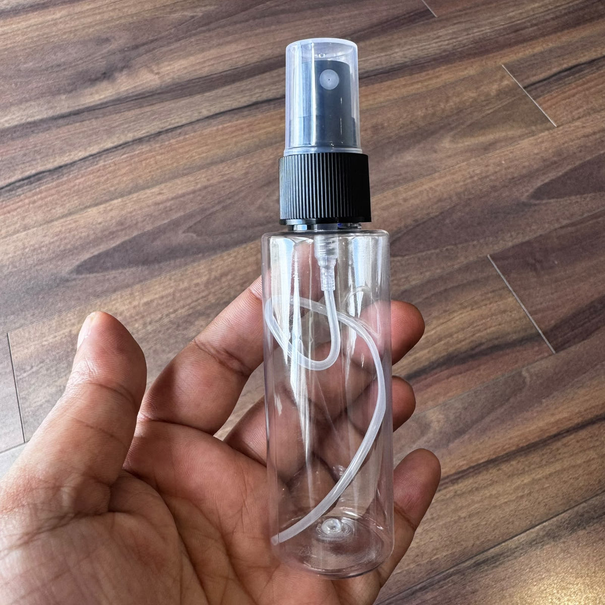 50ml Sleek Clear PET Bottle with Mist Spray Pump | Cosmetic Packaging | Black, White