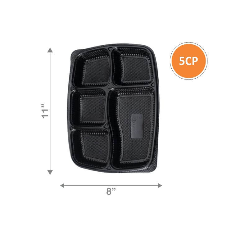 5CP Meal Tray with Lid - Black (1000ml)