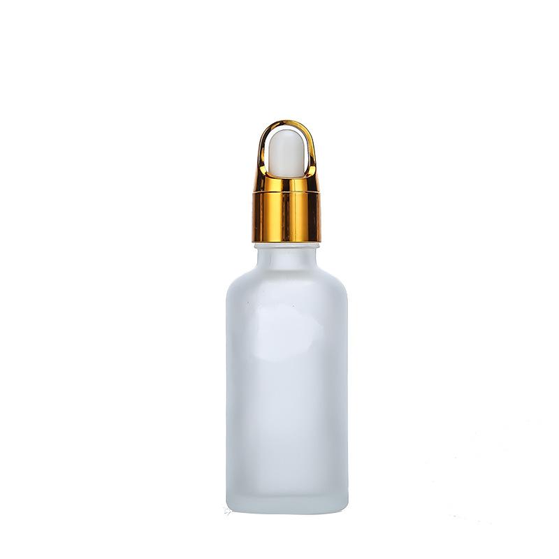 Frosted Clear Glass Bottle + Basket Dropper (Black, White, Silver, Gold)