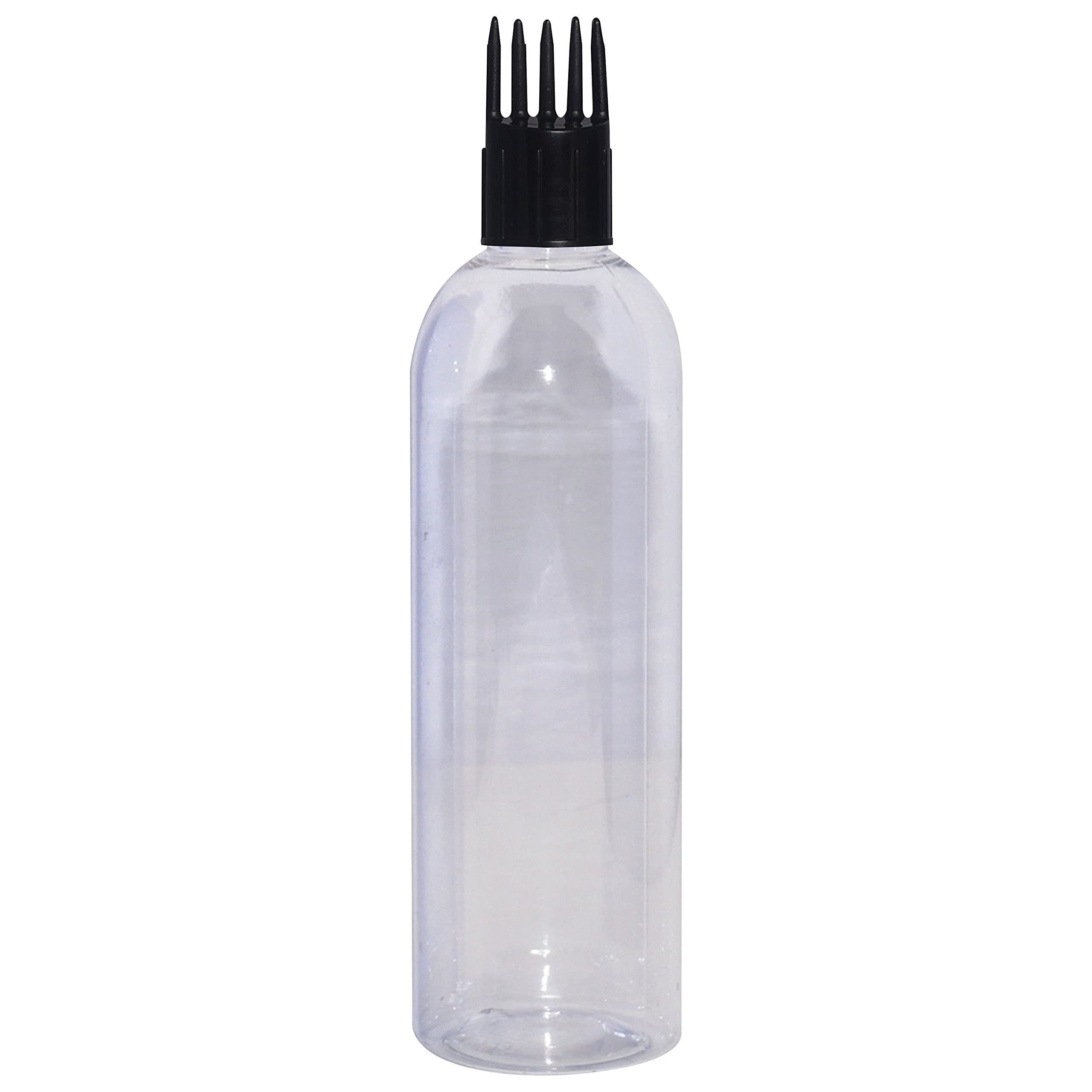 Cosmetic Boston Round Pet Bottle with Comb (Inner Plug) - Clear, Amber (50ml, 100ml, 200ml)