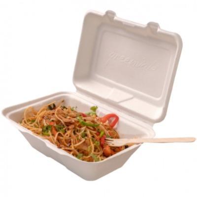 Bagasse Container Clamshell Box - 8x5" (inch) Rectangle