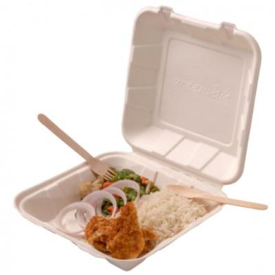 Bagasse Container Clamshell Box - 9x9" (inch) Square