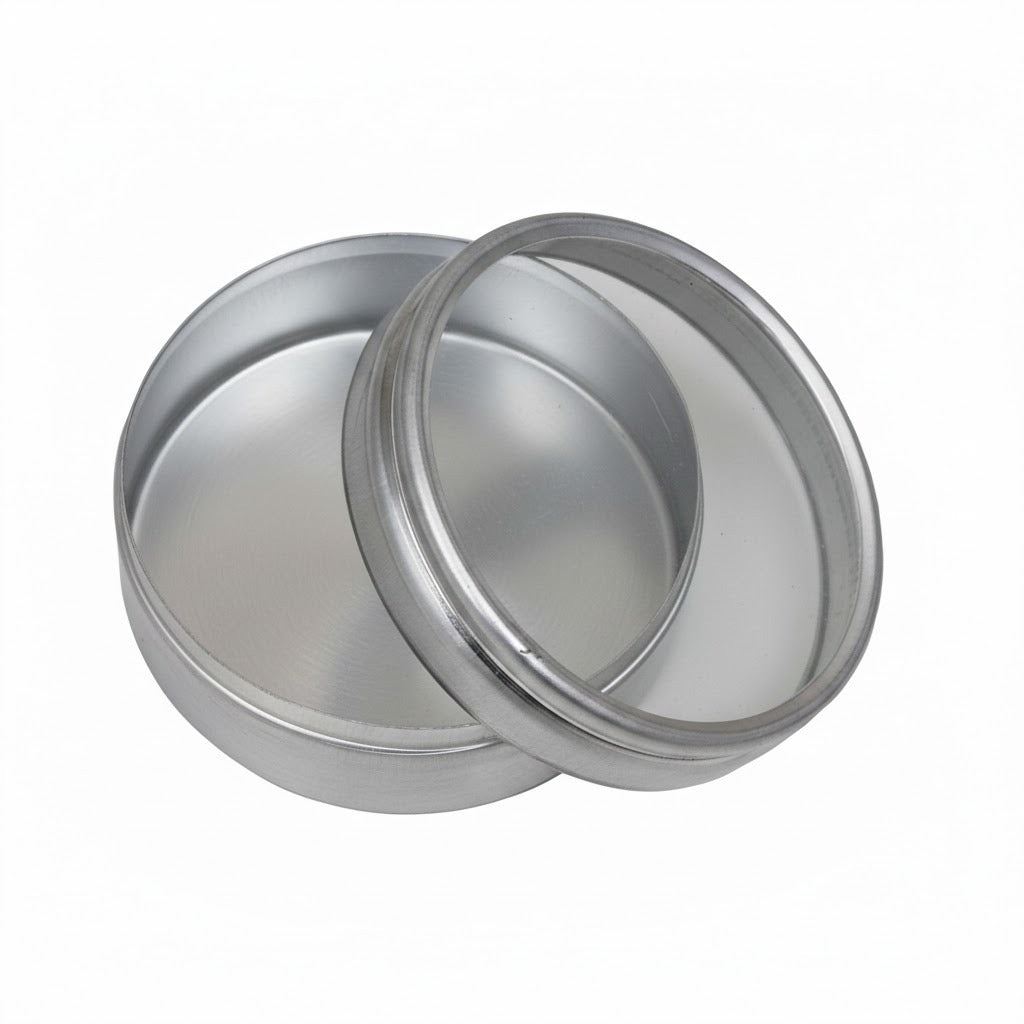 Aluminium Round Container 25ml with window — Premium Cosmetic & Candle Tin