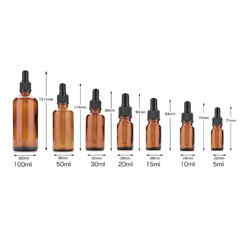 Amber Glass Bottle + Dropper (Black, White, Silver, Gold)