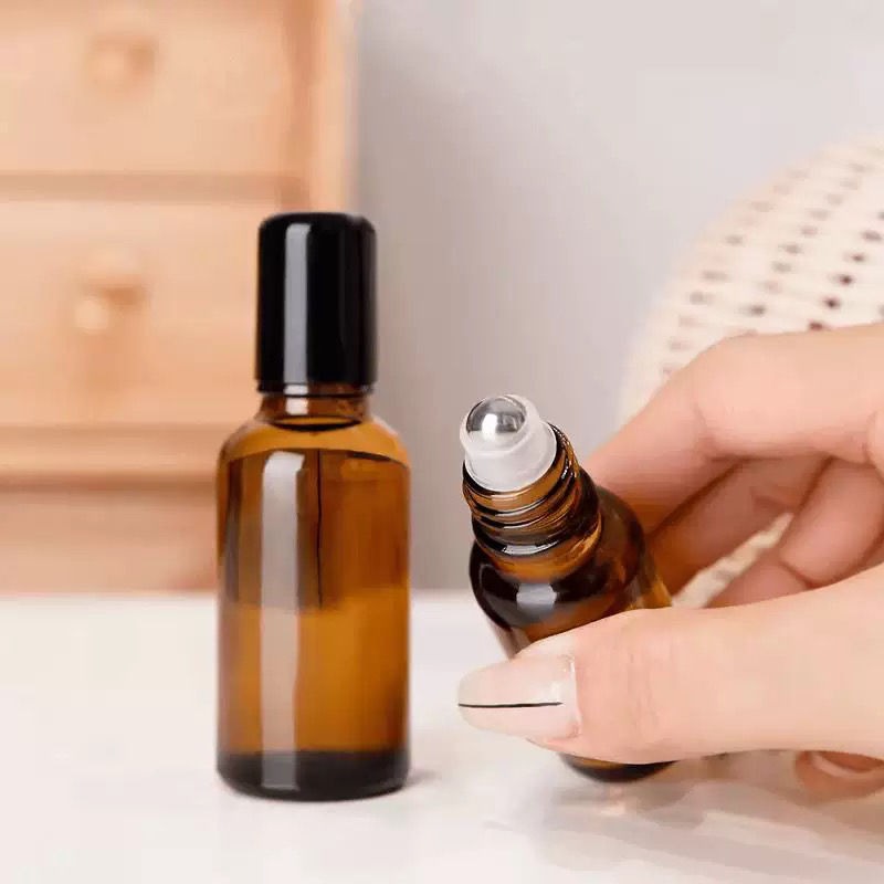 5ml-100ml Amber Glass Roll-On Bottles with Black Cap | Essential Oil & Perfume Bottles