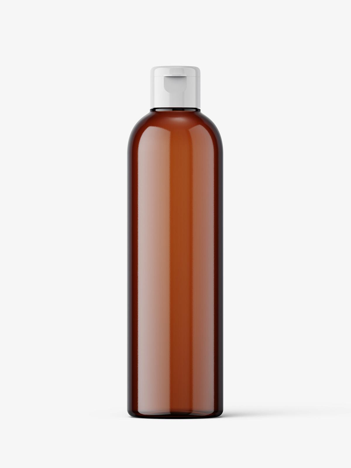 Cosmetic Round Pet Bottle with Flip Top Cap - Amber (100ml)