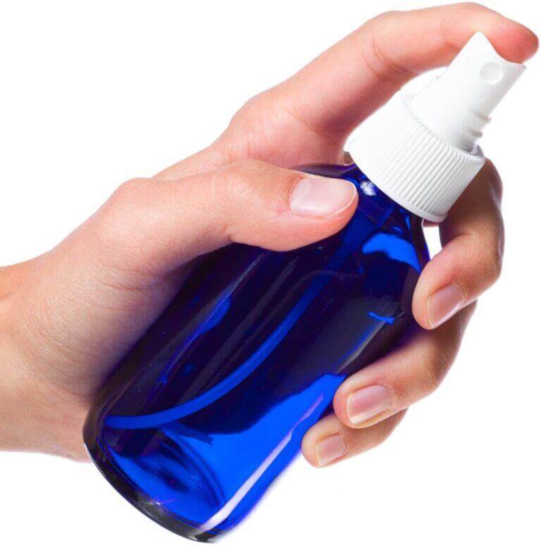 Blue Glass Bottle + Spray Pump (Black / White)- (All Sizes)