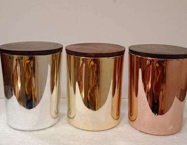 Metallic Glass Candle Jar | Elegant Candle Packaging | 230ml, With/Without Cork