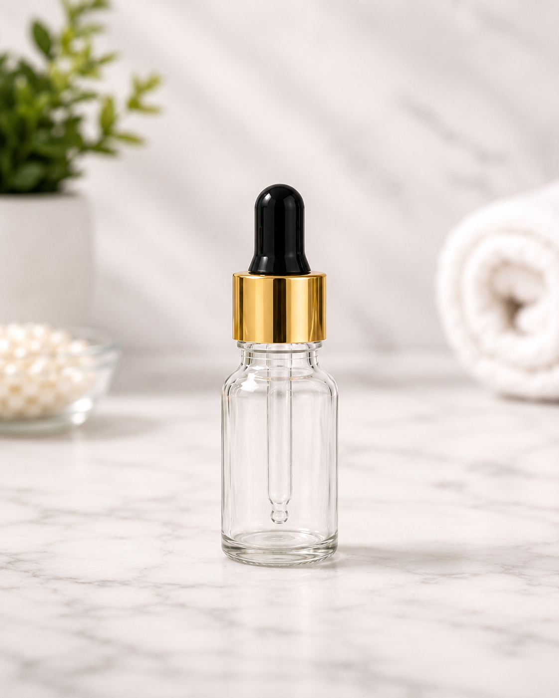 Clear Glass Dropper Bottle | Ideal for Serums & Essential Oils | Black, White, Silver, Gold