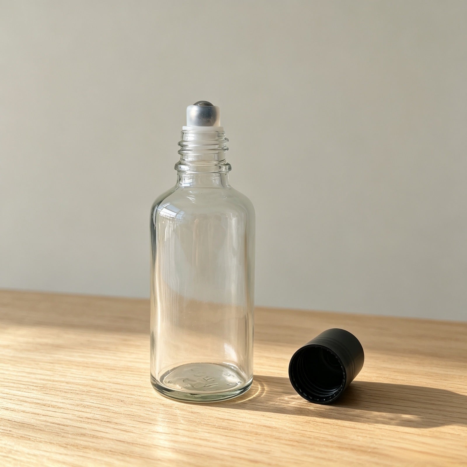 5ml-100ml Clear Glass Roll-On Bottles with Black Cap | Essential Oil & Perfume Bottles