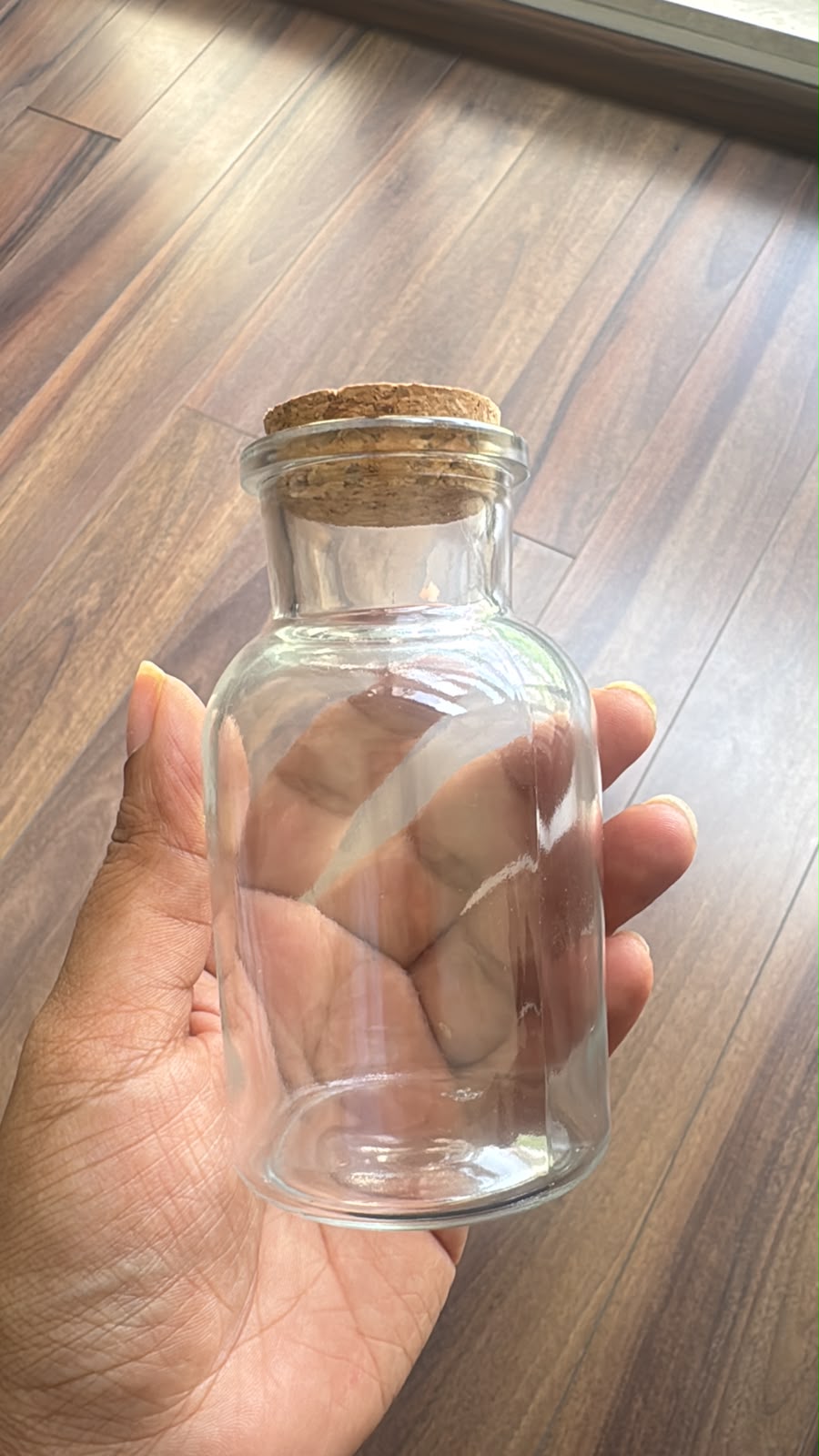 Clear & Amber Apothecary Glass Jar with Wooden Cork