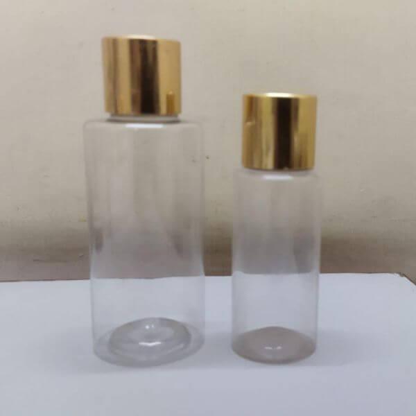 Cosmetic Pet Bottle with Screw Cap (nonFTC) - Clear with Gold Cap (50ml)