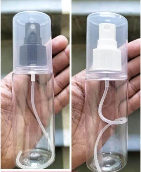 Cosmetic Premium Milan Clear Pet Bottle with Spray Pump - White, Black (All Sizes)