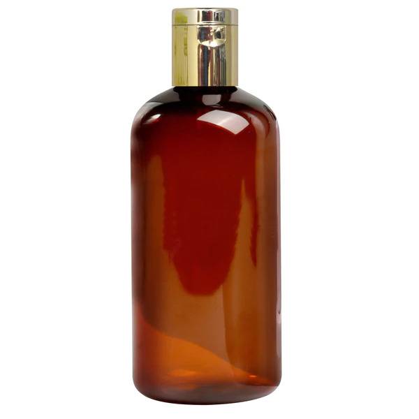 Cosmetic Round Pet Bottle with Flip Top Cap - Amber (300ml)