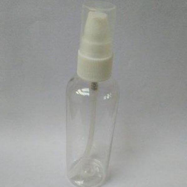 Cosmetic Round Pet Bottle with Serum Pump - Clear, Amber (50ml)