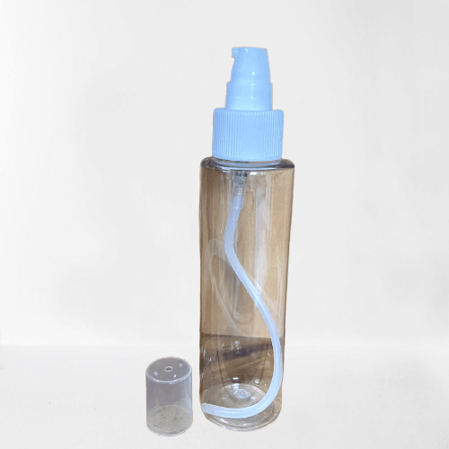 Cosmetic Sleek Slant Shoulder Pet Bottle with Serum Pump - Clear (100ml)