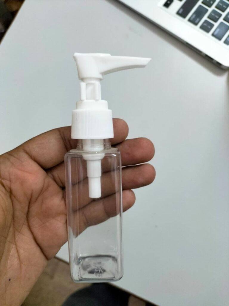 Cosmetic Square Pet Bottle with Lotion/ Dispenser Pump - Clear (50ml)