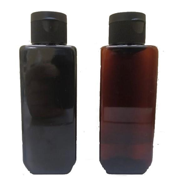 Cosmetic Cetra Pet Bottle with Flip Top Cap - Amber, Black (100ml)