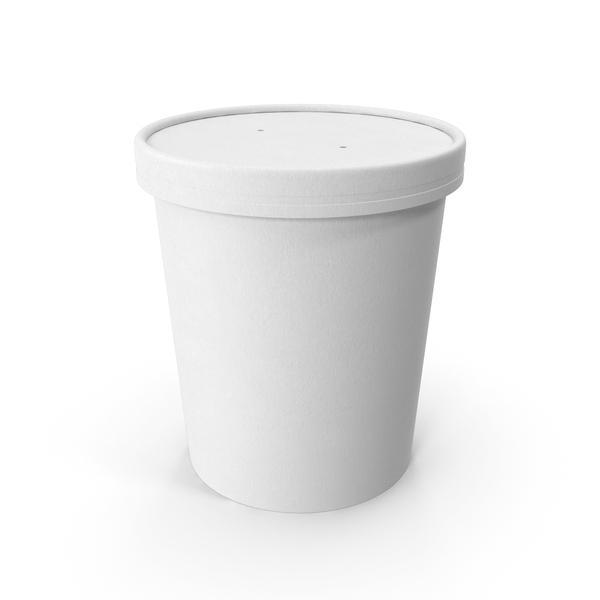 Disposable Paper Food Container + Lid - 900ml (Round) White