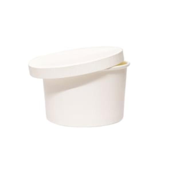 Disposable Paper Food Container + Lid - 350ml (Round) White
