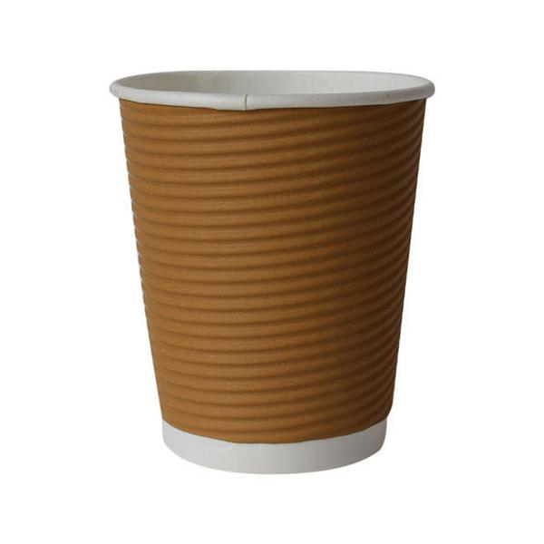 Disposable Paper Rippled Long Glasses - 150ml (Cup) Brown