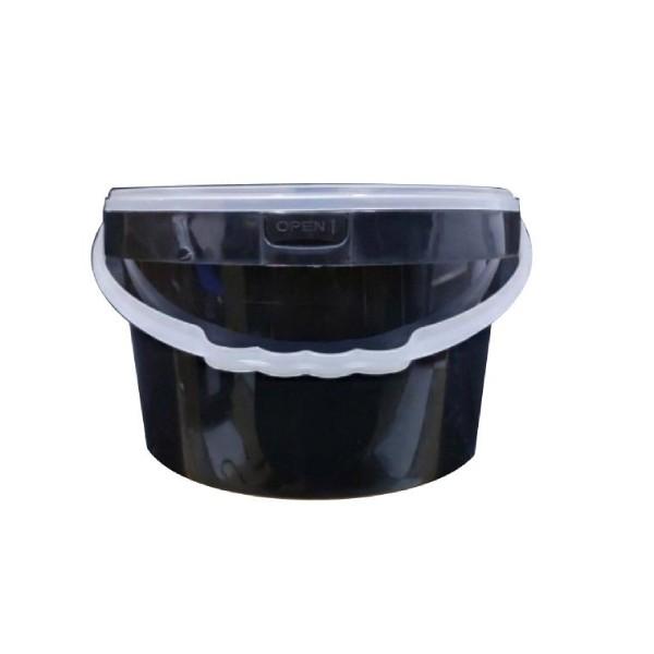 Disposable Plastic Bucket + Tamper Proof Lid - 3200ml (Round) Black