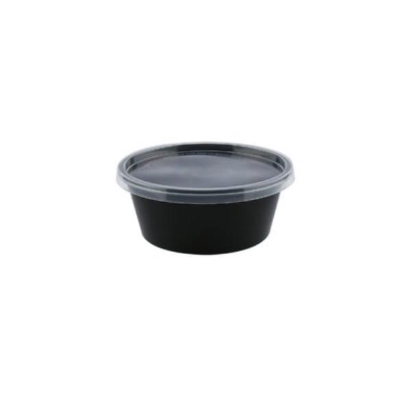 Disposable Plastic Food Container + Lid - 100ml (Round) White / Black / Transparent