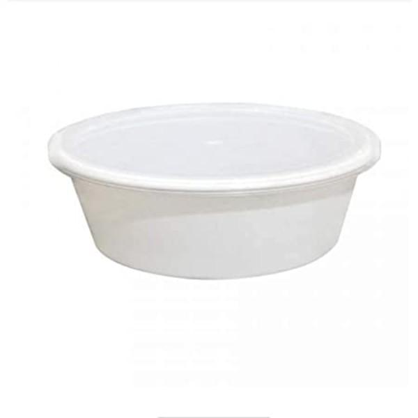 Disposable Plastic Food Container + Lid - 250ml (Round) White/ Black/ Transparent