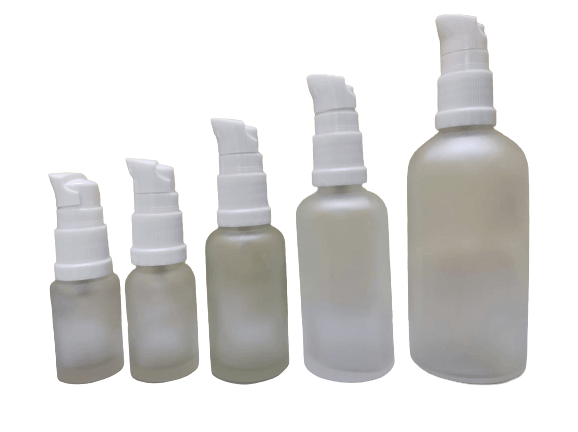 Frosted Clear Glass Bottle + Serum Pump- (All Sizes)