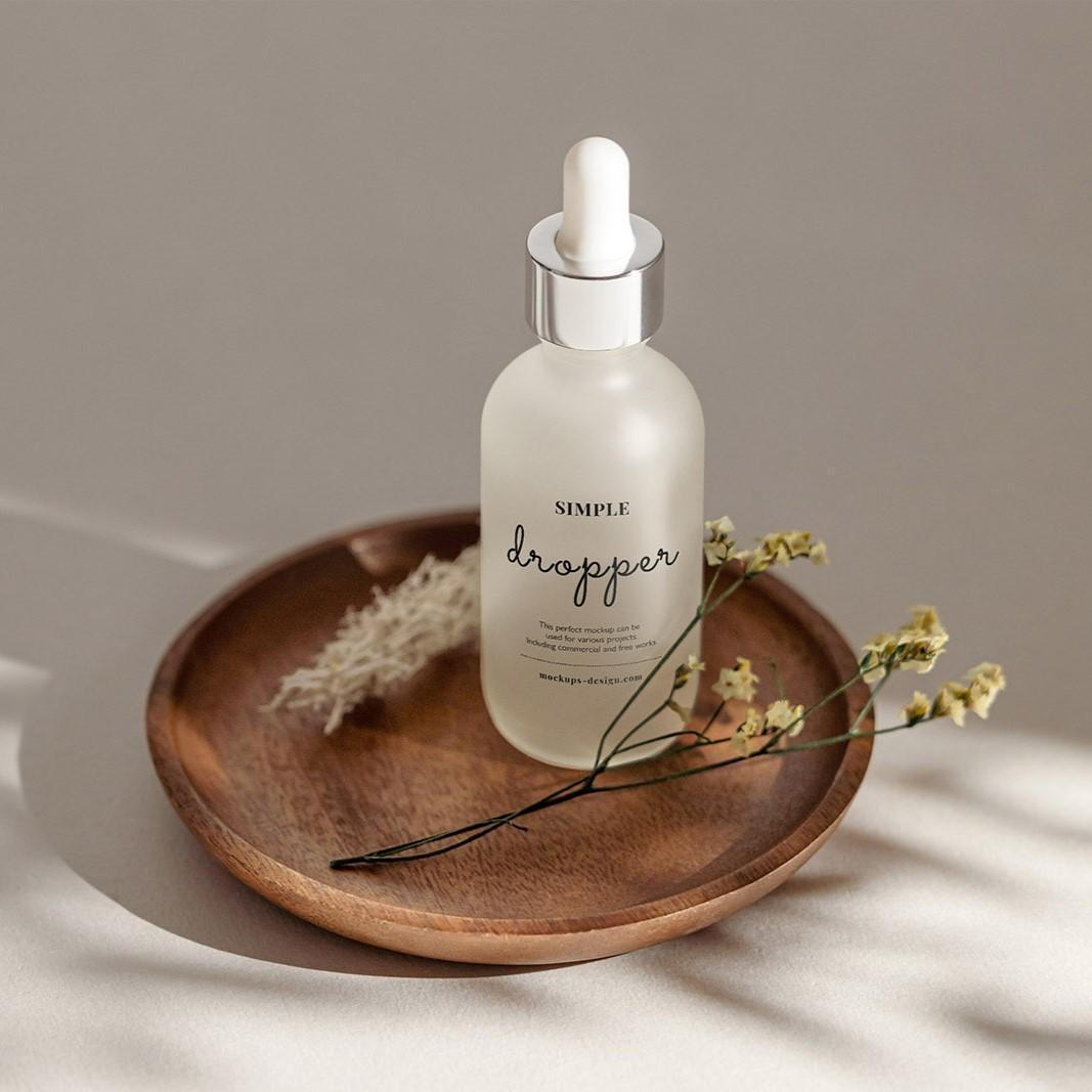 Frosted Clear Glass Bottle + Dropper (Black, White, Silver, Gold)