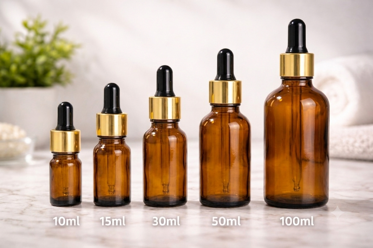 Amber Glass Dropper Bottle | UV Protection for Essential Oils & Serums | 100ml, Black/White/Silver/Gold Dropper
