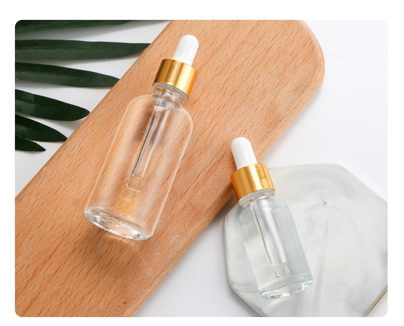 Clear Glass Bottle + Dropper (Black, White, Silver, Gold)