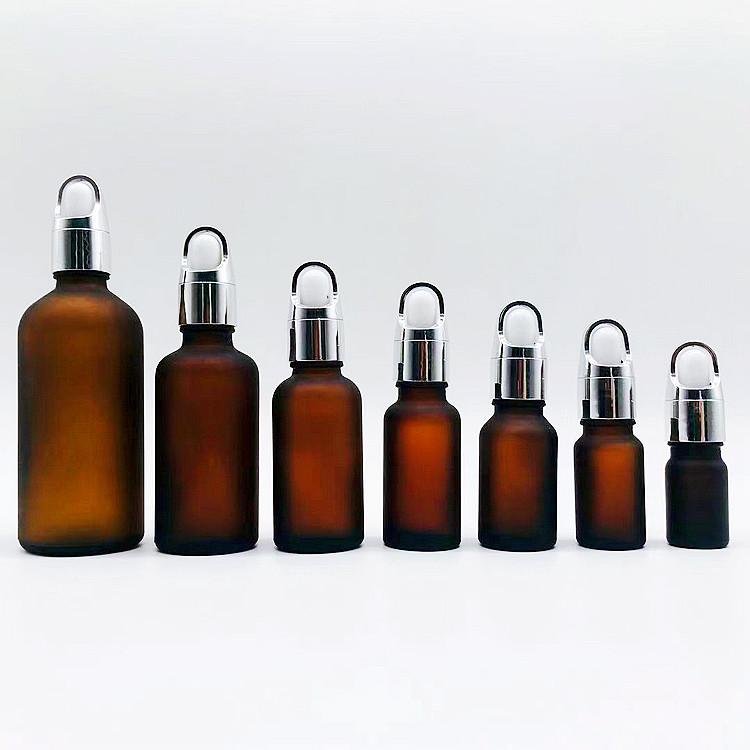 Frosted Amber Glass Bottle + Basket Dropper (Black, White, Silver, Gold)