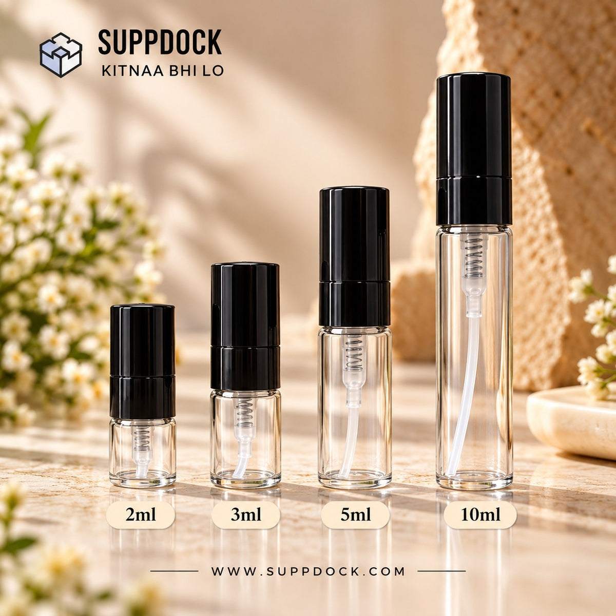 2ml, 3ml, 5ml & 10ml Mini Glass Spray Bottle