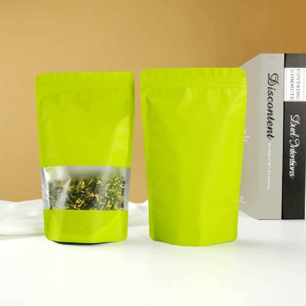 Poly Stand up Pouch- Zipper With Window (Yellow, Red, White, Purple, Black, Green, Gold)